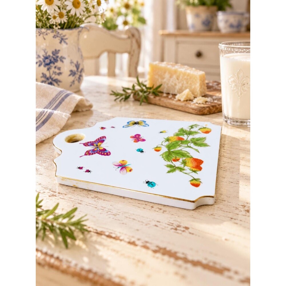 Vintage Ardalt Lenwile Japan Porcelain Trivet Strawberry Butterfly 8x6